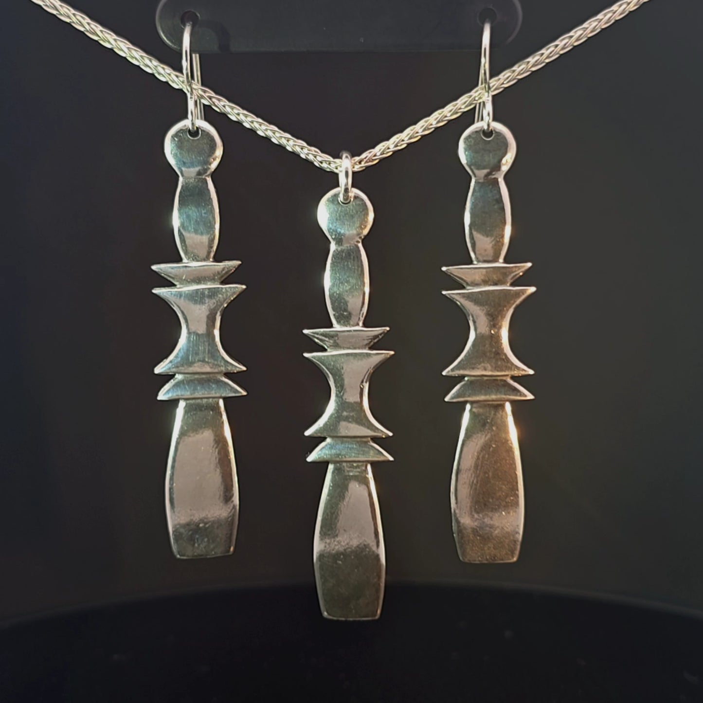 #21 Silver Earring and Pendant Necklace Set - Acorn Paddles