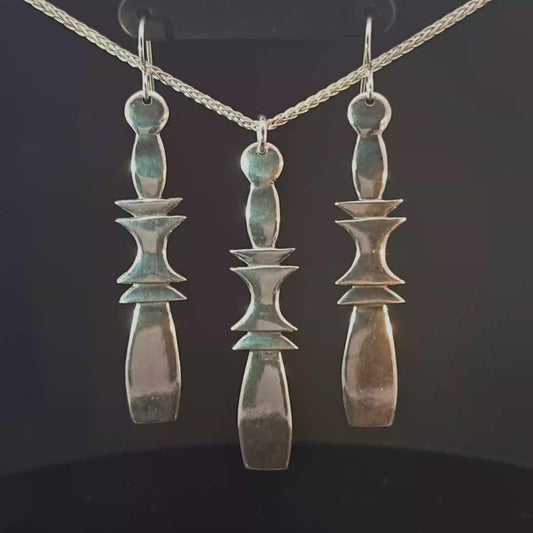 #21 Silver Earring and Pendant Necklace Set - Acorn Paddles